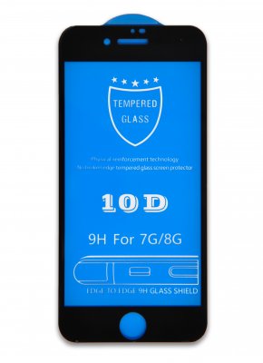 Защитное стекло iPhone 7/8/SE (2020) 10D черные (без упаковки)