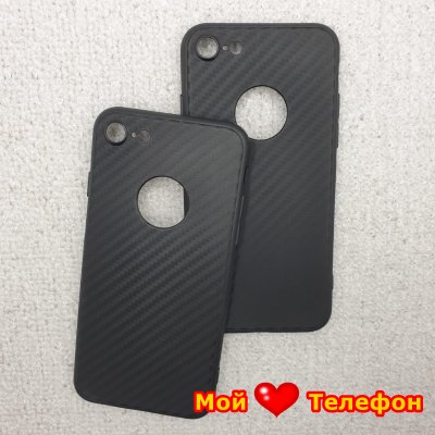 Чехол силиконовый для iPhone 7/8/SE (2020) Карбон (черный)