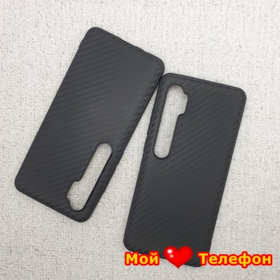 Чехол силиконовый для Xiaomi Mi Note 10/Note 10 Pro/CC9 Pro Карбон (черный)