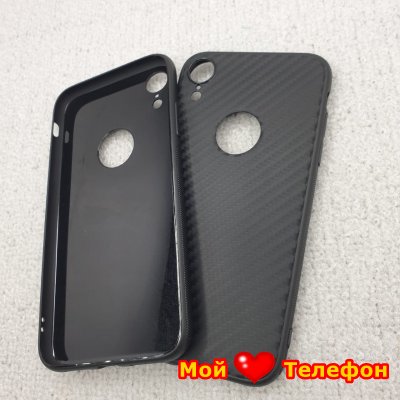 Чехол силиконовый для iPhone XR Карбон (черный)