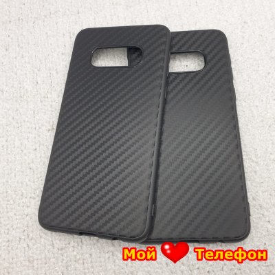 Чехол силиконовый для Samsung S10E Карбон (черный)