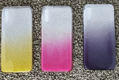 Чехол силикон Samsung A70 Блестящий разноцветный