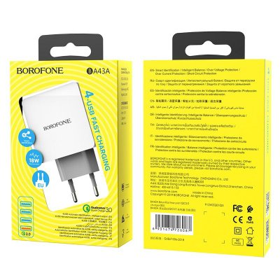 СЗУ на 4 USB Borofone BA43A QC3.0