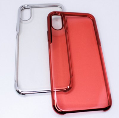 Чехол для iPhone XR прозрачный с металлической окантовкой