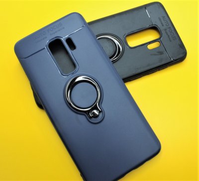 Чехол силикон Samsung S9 Plus Синий с кольцом
