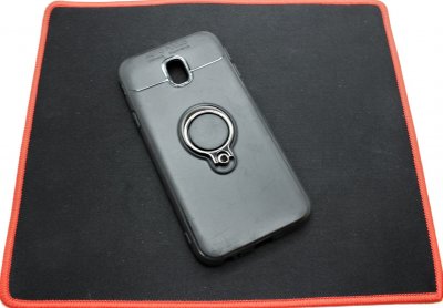 Чехол силикон Samsung J3/2017 Черный с кольцом