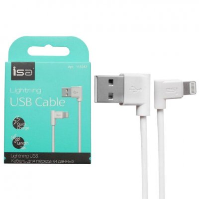 Кабель USB на Lightning 1M L-образный разъем IS (115242)