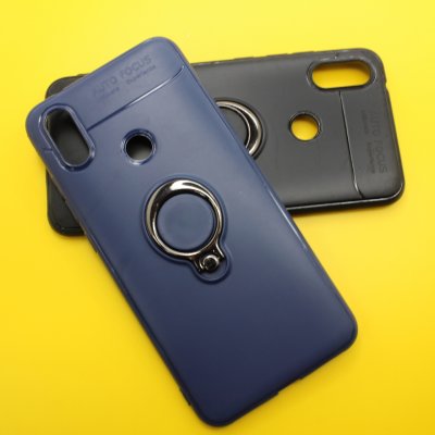 Чехол силикон Xiaomi Mi A2/6X Синий с кольцом