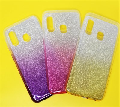 Чехол силикон Samsung A20E/2019 Блестящий разноцвет