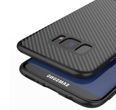 Чехол силиконовый для Samsung S8 Plus Карбон черный