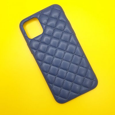 Чехол силикон iPhone 11 кожаное плетение (Синий)