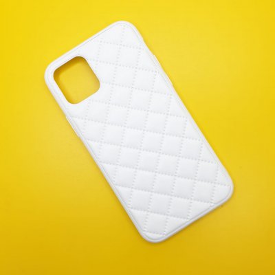 Чехол силикон iPhone 11 кожаное плетение (Белый)