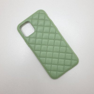 Чехол силикон iPhone 11 Pro кожаное плетение (Светло-зеленый)