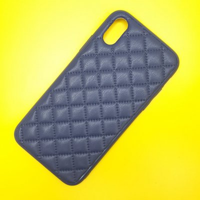 Чехол силикон iPhone X/XS кожаное плетение (Синий)