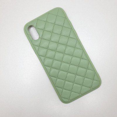 Чехол силикон iPhone X/XS кожаное плетение (Светло-зеленый)