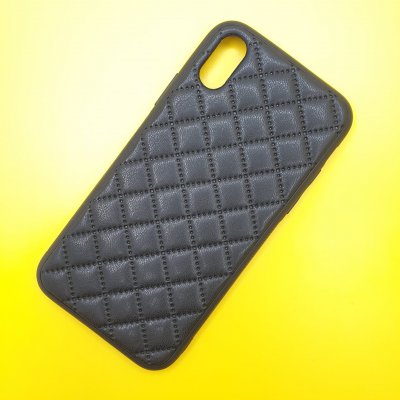 Чехол силикон iPhone X/XS кожаное плетение (Черный)