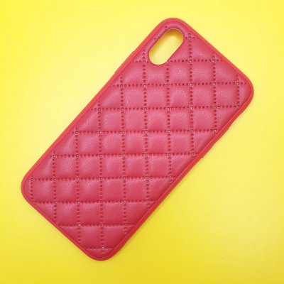 Чехол силикон iPhone X/XS кожаное плетение (Красный)