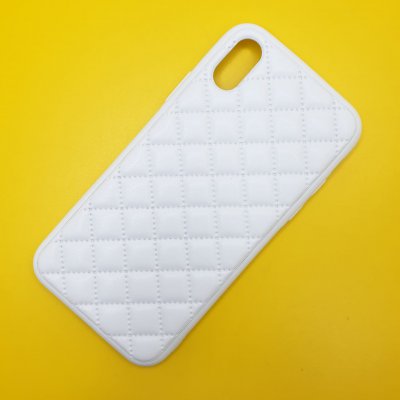Чехол силикон iPhone X/XS кожаное плетение (Белый)