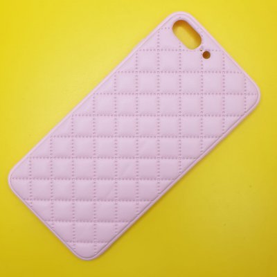 Чехол силикон iPhone 7/8 Plus кожаное плетение (Розовый)