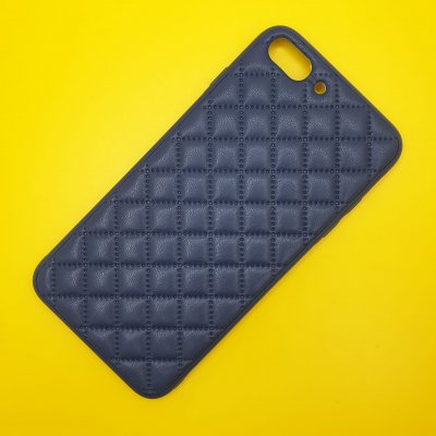 Чехол силикон iPhone 7/8 Plus кожаное плетение (Синий)
