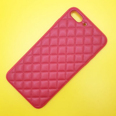 Чехол силикон iPhone 7/8 Plus кожаное плетение (Красный)