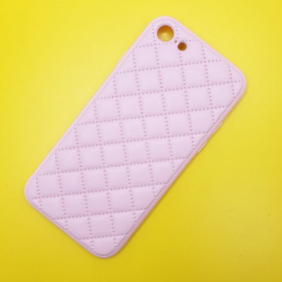 Чехол силикон iPhone 7/8/SE (2020) кожаное плетение (Розовый)
