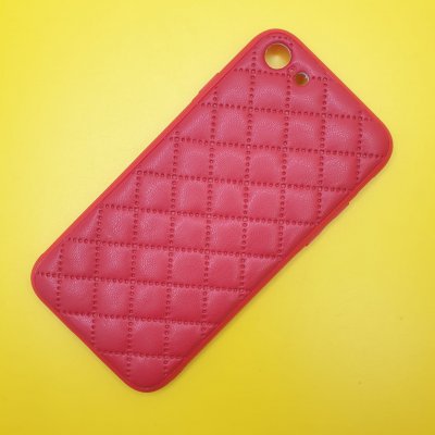 Чехол силикон iPhone 7/8/SE (2020) кожаное плетение (Красный)