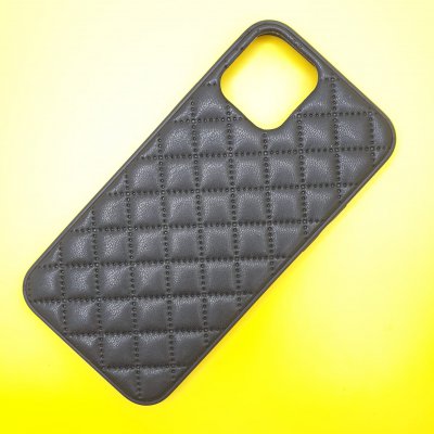 Чехол силикон iPhone 12/12 Pro кожаное плетение (Черный)