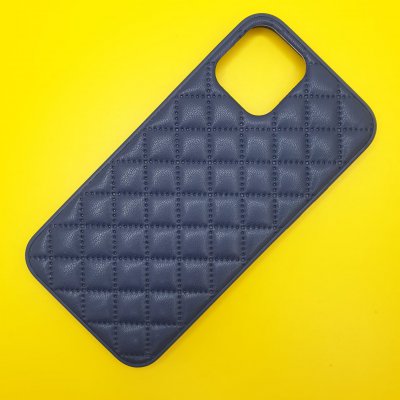 Чехол силикон iPhone 12/12 Pro кожаное плетение (Синий)
