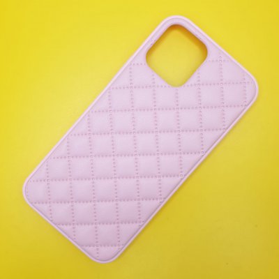 Чехол силикон iPhone 12/12 Pro кожаное плетение (Розовый)