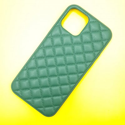 Чехол силикон iPhone 12/12 Pro кожаное плетение (Зеленый)