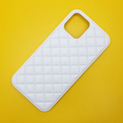 Чехол силикон iPhone 12 Pro Max кожаное плетение (Белый)