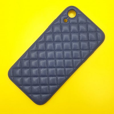 Чехол силикон iPhone XR кожаное плетение (Синий)