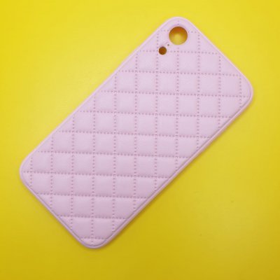 Чехол силикон iPhone XR кожаное плетение (Розовый)