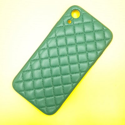 Чехол силикон iPhone XR кожаное плетение (Зеленый)